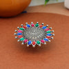 Multi Color Glass Stone Oxidised Ring (GSR486MLT)