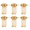 Maroon & Green Color 6 Pieces Gold Plated Hair Pin (HRPCMB217)