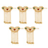 Maroon & Green Color 5 Pieces Gold Plated Hair Pin (HRPCMB218)