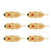 Maroon & Green Color 6 Pieces Gold Plated Hair Pin (HRPCMB226)
