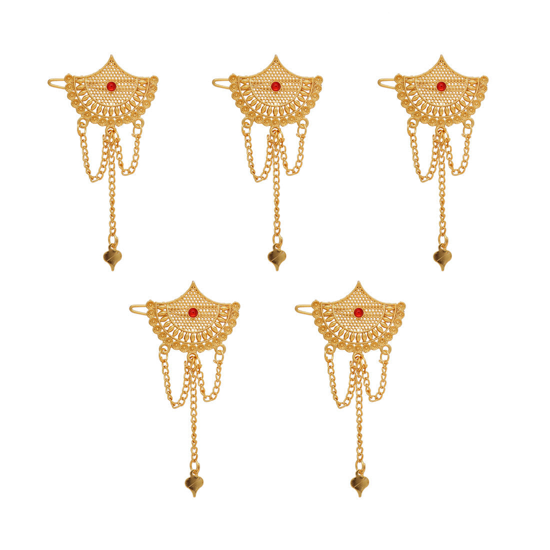Gold Color 5 Pieces Gold Plated Hair Pin (HRPCMB232)