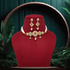 Maroon & Green Color Choker Gold Plated Necklace Set (KBSN1168MG)