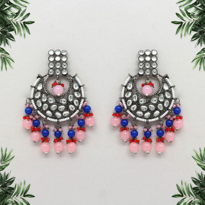 Pink Color Kundan Earrings (KDE425PNK)