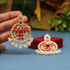 Red Color Kundan Earrings (KDE475RED)
