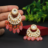 Dark Peach Color Kundan Earrings (KDE483DPCH)