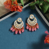 Dark Peach Color Kundan Earrings (KDE483DPCH)