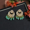 Parrot Green Color Kundan Earrings (KDE485PGRN)