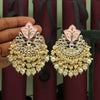 Pink Color Kundan Meena Earrings (KDE547PNK)