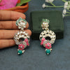 Rani & Green Color Kundan Meena Earrings (KDE633RNIGRN)