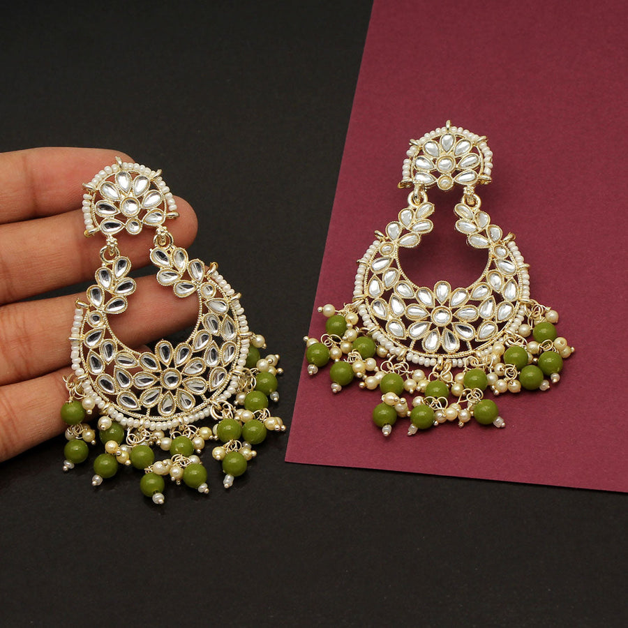 Kundan Mirror Earring&tica Mehndi Sku -448 A1 at Rs 350.00 | Star Earring,  लड़कीओ की कान की बाली - R-Chie Creations, Mumbai | ID: 2851126895555