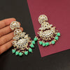 Parrot Green Color Kundan Earrings (KDE682PGRN)