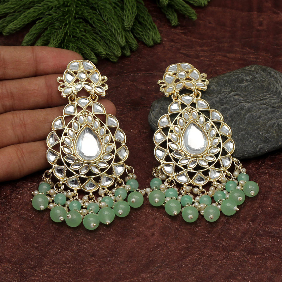 Flipkart.com - Buy URBANE CHIC Traditional Polki Mint Green Jhumka Earrings  Beads, Pearl Alloy Jhumki Earring Online at Best Prices in India