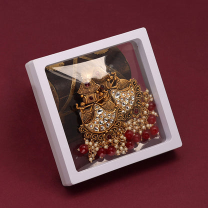 Maroon Color Kundan Earrings (KDE697MRN)