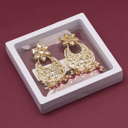 Maroon Color Kundan Earrings (KDE779MRN)