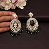 Black Color Kundan Earrings (KDE781BLK)