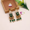 Green Color Kundan Earrings (KDE786GRN)