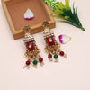 Maroon & Green Color Kundan Earrings (KDE786MG)