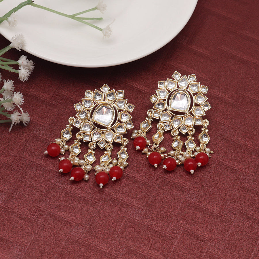 Large Red Kundan Jhumkas - Jewellery Designs