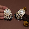 Black Color Kundan Earrings (KDE801BLK)