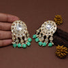 Parrot Green Color Kundan Earrings (KDE801PGRN)
