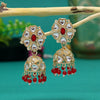 Red Color Kundan Earrings (KDE811RED)