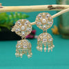 White & Gold Color Kundan Earrings (KDE816WHTGLD)