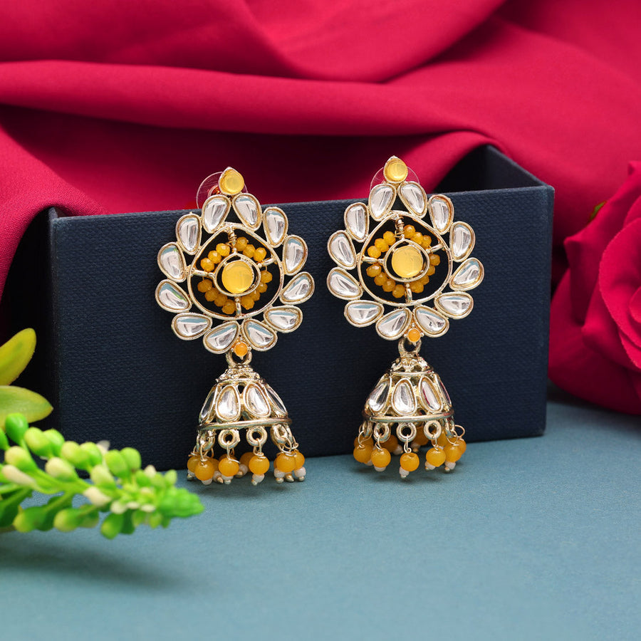 Women Gold Tone Foiled Kundan Earrings 53 | Jaypore US