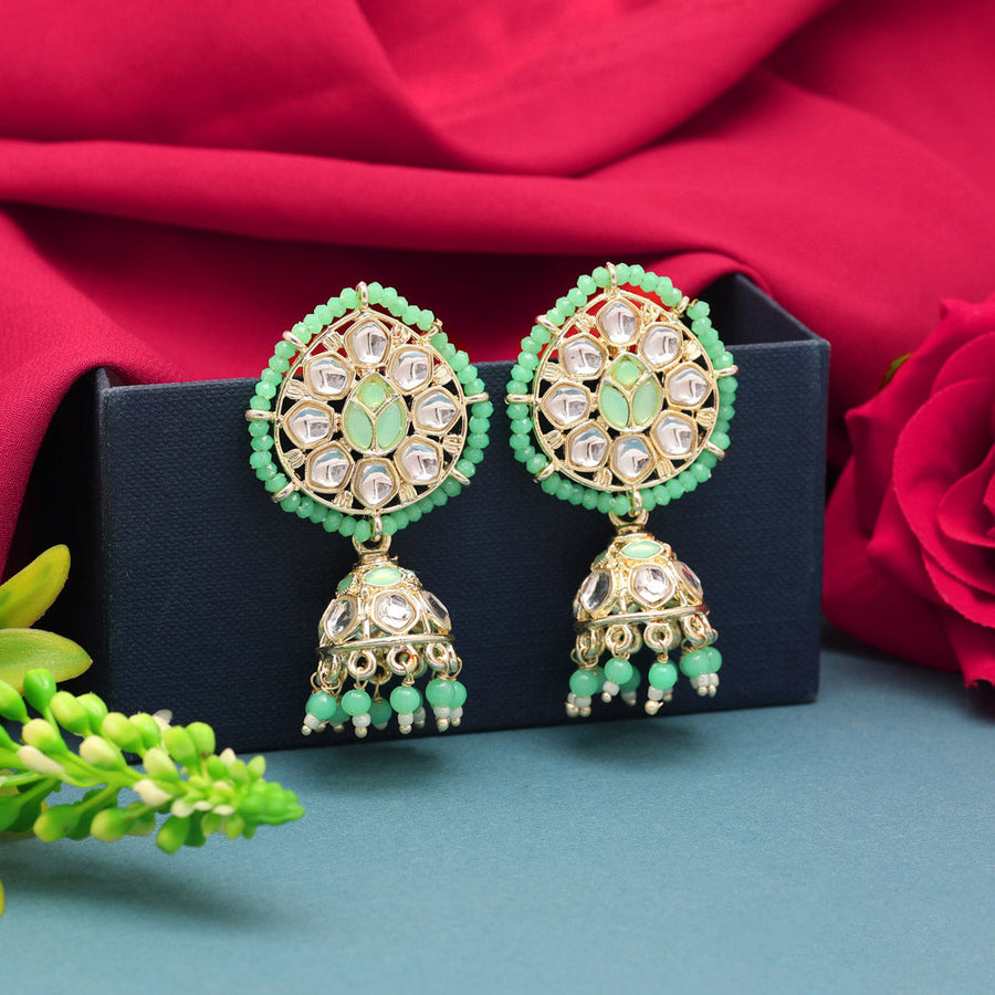 Noor Earring Pista Green - Nikhar Jewellery