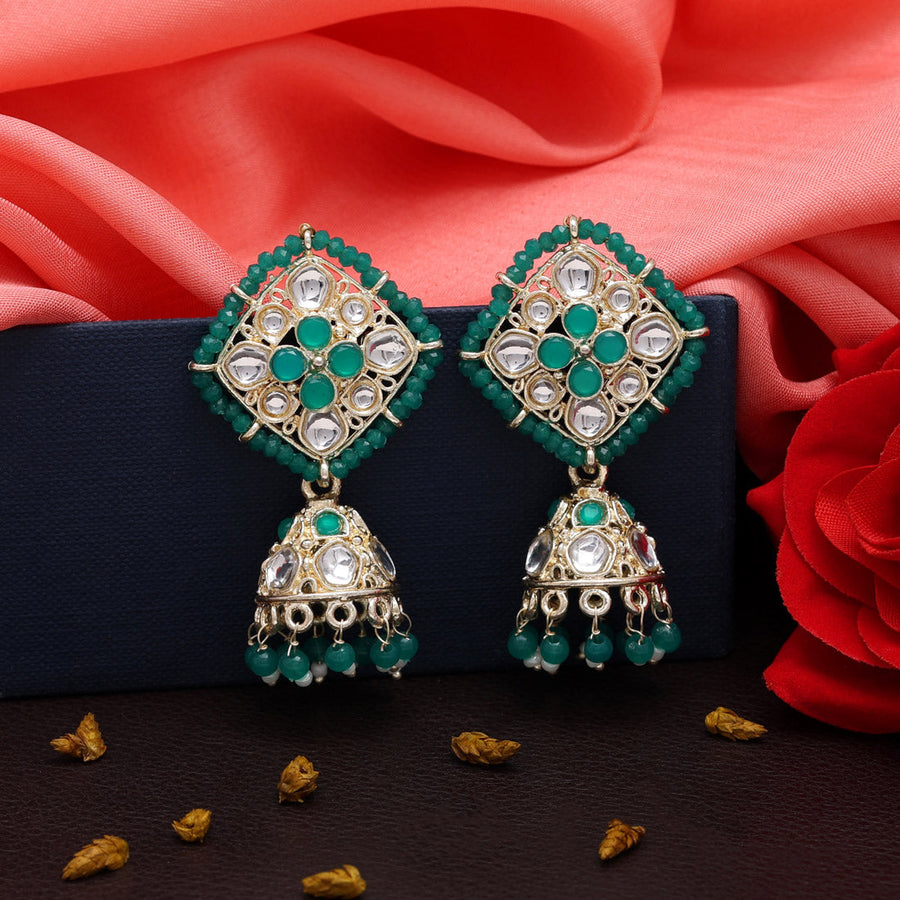Buy Green Jhumka Earrings Online | Elegant Green Earrings For Women –  RIANSH STORE