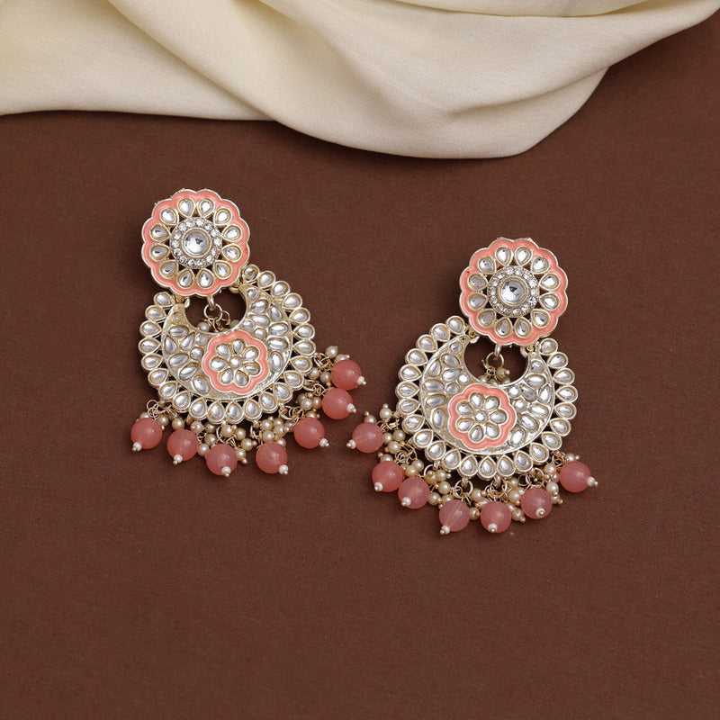 Beads Embroidery Fabric Pink (base) Designer Round Shape Peach Colour  Earrings at Rs 200/pair in Ghaziabad