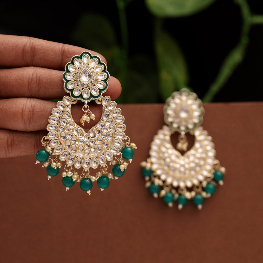 Kundan on sale meena earrings