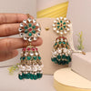 Rani & Green Color Big Jhumka Kundan Earrings (KDE844RNIGRN)