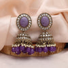 Purple Color Big Jhumka Kundan Earrings (KDE854PRP)