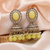 Yellow Color Big Jhumka Kundan Earrings (KDE854YLW)