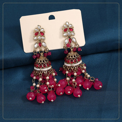 Rani Color Kundan Earrings (KDE864RNI)