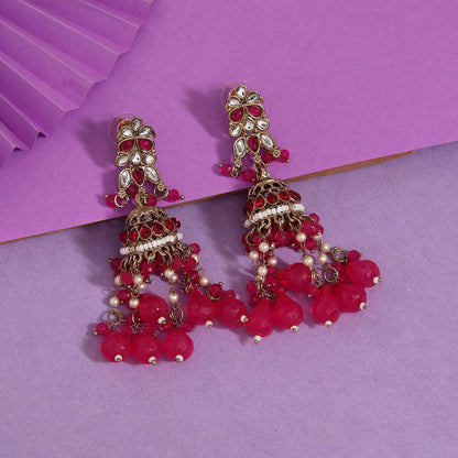 Rani Color Kundan Earrings (KDE864RNI)