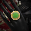 Pista Green Color Kundan Ring For Women (KDR105PGRN)