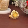 Yellow Color Kundan Ring For Women (KDR107YLW)
