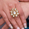 White Color Meena Work Kundan Ring For Women (KDR127WHT)