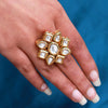 White Color Meena Work Kundan Ring For Women (KDR128WHT)