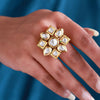 White Color Meena Work Kundan Ring For Women (KDR131WHT)