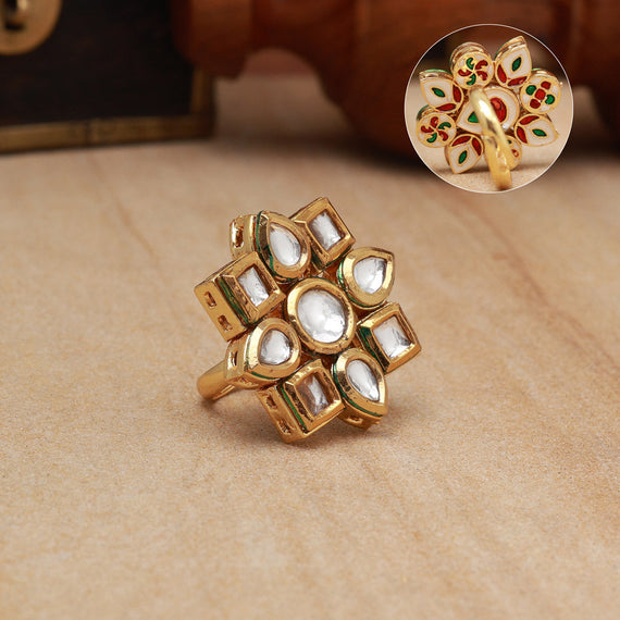Golden Kundan Finger Ring, Adjustable at Rs 22/piece in Mumbai | ID:  2851264938512