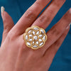 White Color Kundan Ring For Women (KDR132WHT)