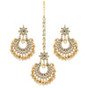 White Color Imitation Peral Kundan Earrings With Maang Tikka (KDTE20WHT)