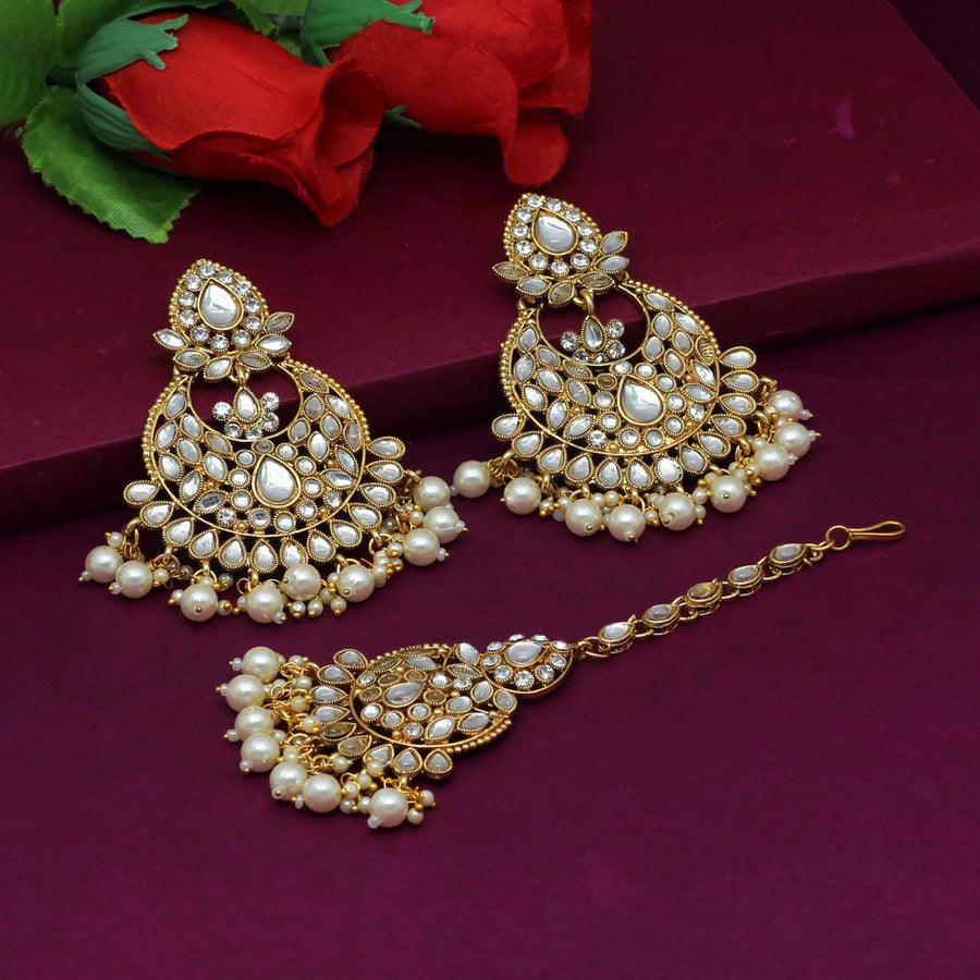 Earrings with tika set||jewelery set||punjabi maang tikka set - YouTube