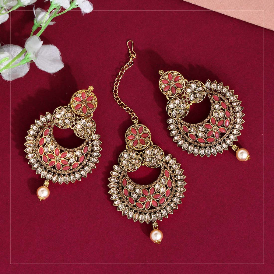 Buy Lucky Jewellery Designer Magenta Color Stone Kundan Double Locket  Necklace Set With Earring And Tikka For Girls & Women (MSK-2-LINE-R) Online  at Low Prices in India - Paytmmall.com