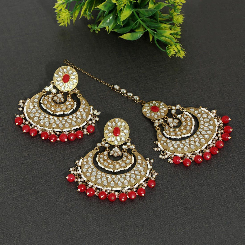 Buy Myjewel Silver and Red Brass Stylish Beads Bahubali Jhumka Earrings  with Maang Tikka Set Online at Best Prices in India - JioMart.