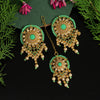 Pista Green Color Kundan Earrings With Maang Tikka (KDTE460PGRN)