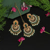 Green Color Kundan Earrings With Maang Tikka (KDTE461GRN)