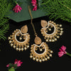 Gold Color Kundan Earrings With Maang Tikka (KDTE462GLD)